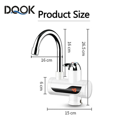 Electric Hot Water Heater Faucet Kitchen Instant Heating Tap Water Heater with LED