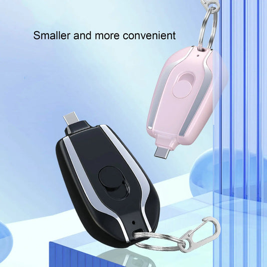 Portable Keychain Charger 1500mAh Ultra-Compact Mini Battery Pack Fast Charging Backup Power Bank