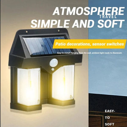 Double Head Antique Solar Sensor Lamp Solar Warm Lighting Lamp Outdoor Wall Lights (Free Delivery)