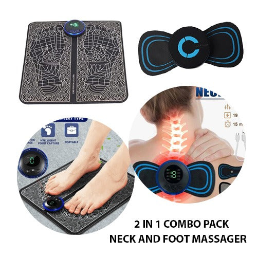 Ems Massager For Neck & Foot Combo Pack (pack Of 2) With Rechargable Battery